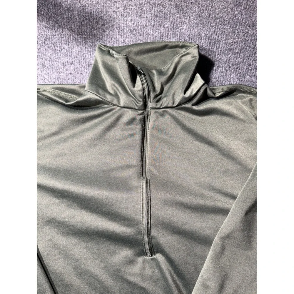 Olive Green Tactical Quarter Zip Pullover Performance Fleece Mid Layer Mens L